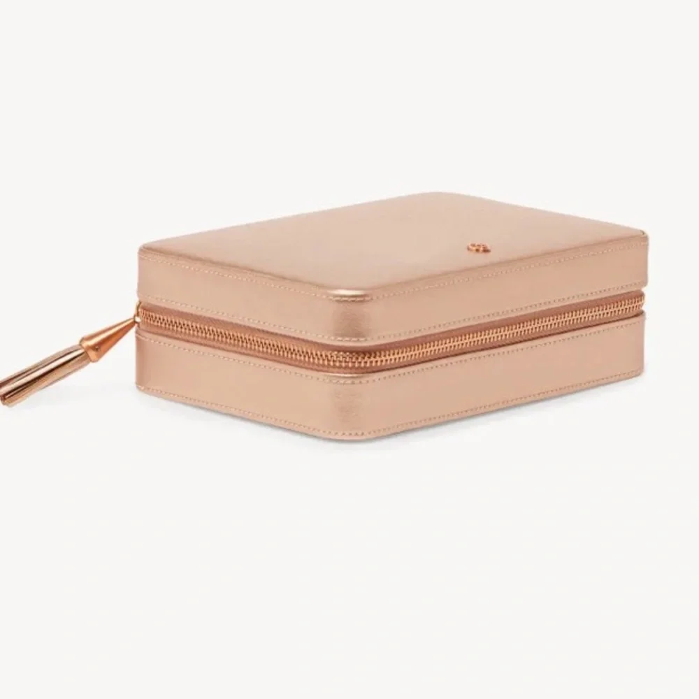Kendra Scott Medium Travel Jewelry Case in Rose Gold Vegan Leather With Pouch